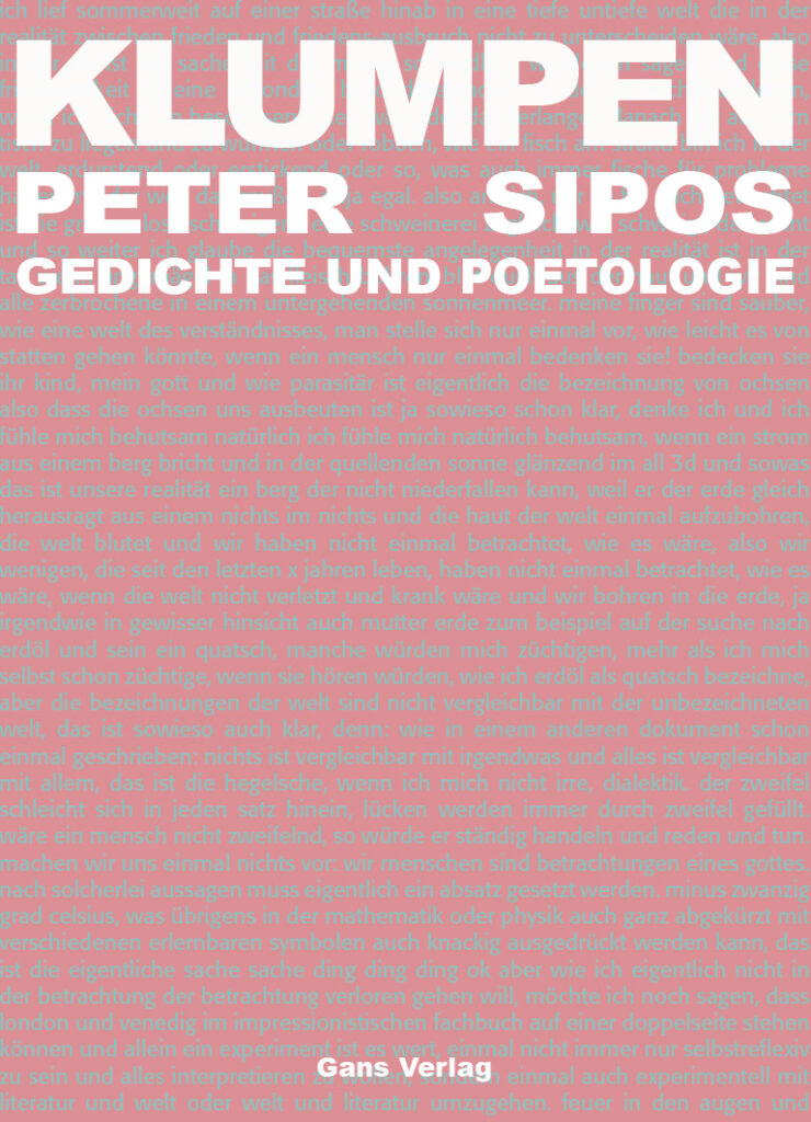 Cover des Gedichtbands von Peter Sipos "Klumpen"
